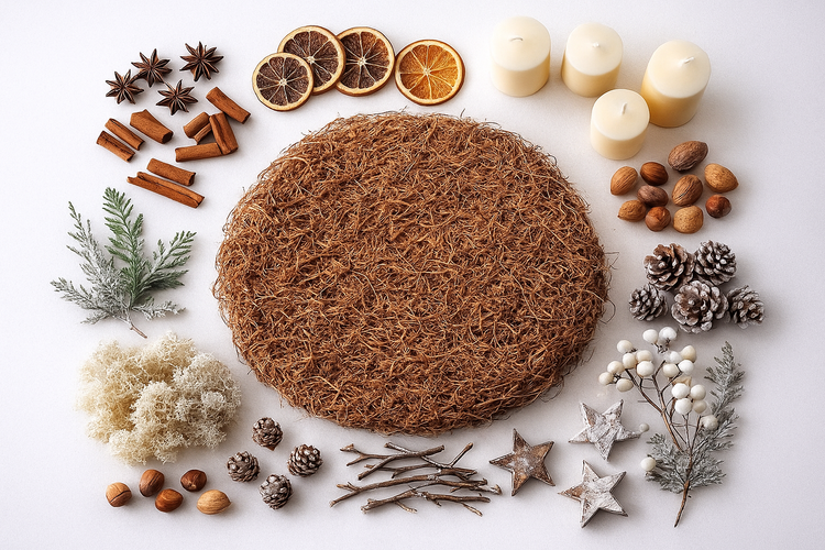 Matte aus Curly Moos groß ca. 30 cm natürlich