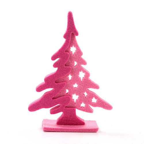 Felt Christmas tree, pink, 15 cm