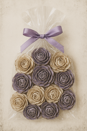 Cedar Wood Roses 6 pcs./pack Violet Lacquered