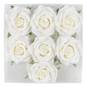 Artificial roses developed white WHITE 3 pcs / pack