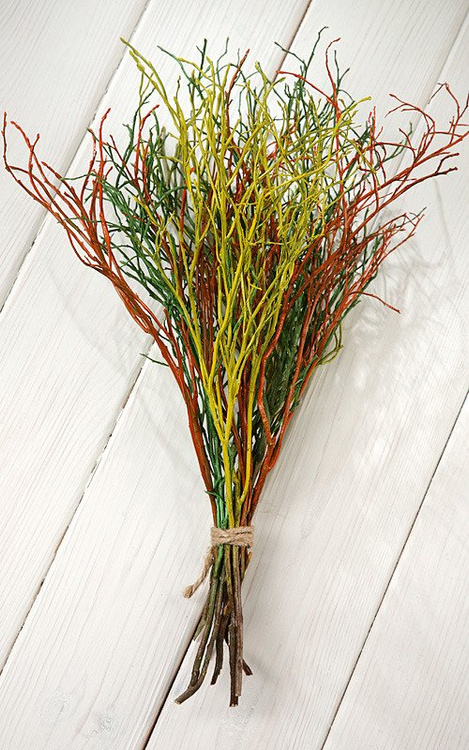 Gałązki dekoracyjne żółto-zielono-pomarańczowe, bukiet dł.ok 30 cm 