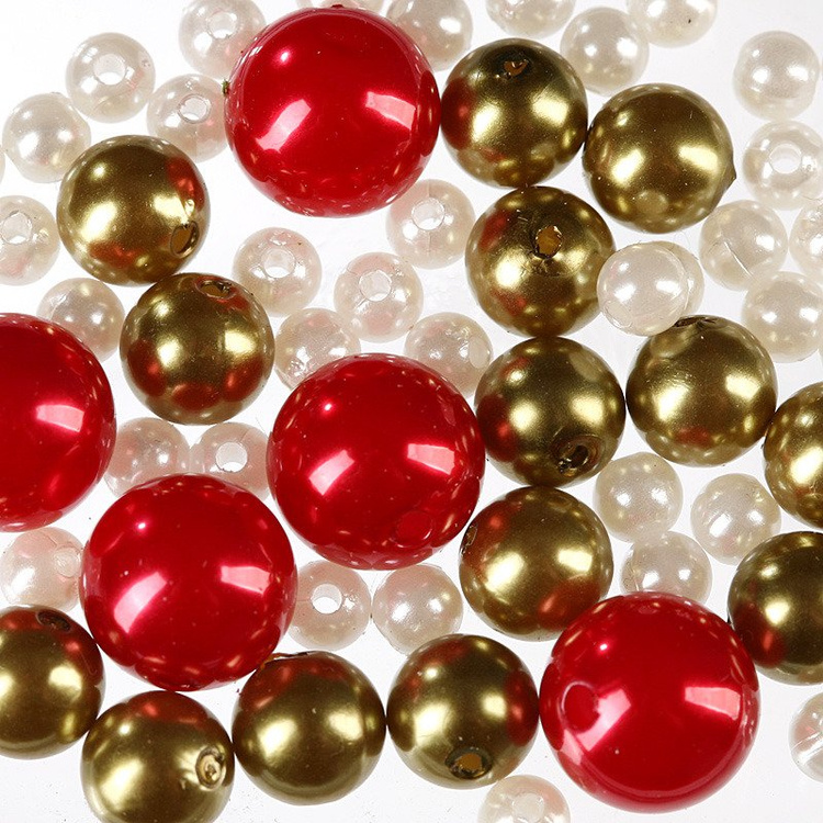 Perlen, Zierperlen 50g Weiß, Gold und Rot 