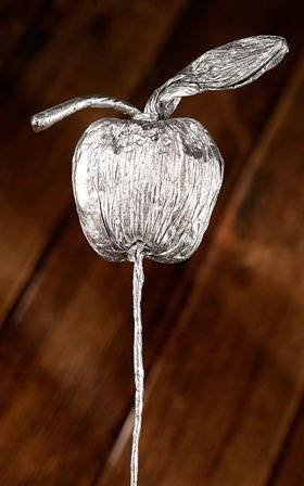 Roter Apfel am Stiel - 35 cm silbern