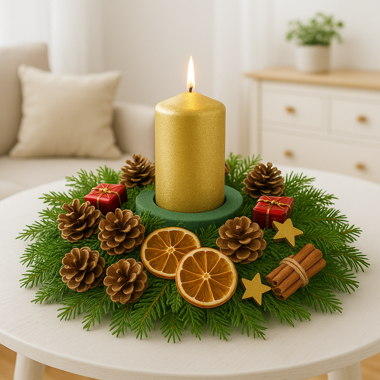 Round composition wooden 20 cm diameter