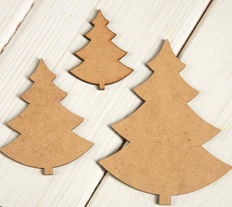 Christmas decorations wooden Christmas trees 5,7,10 cm 3 pcs / pack