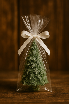 Choinka z mchu na plastrze drewna brzozowego 24 cm