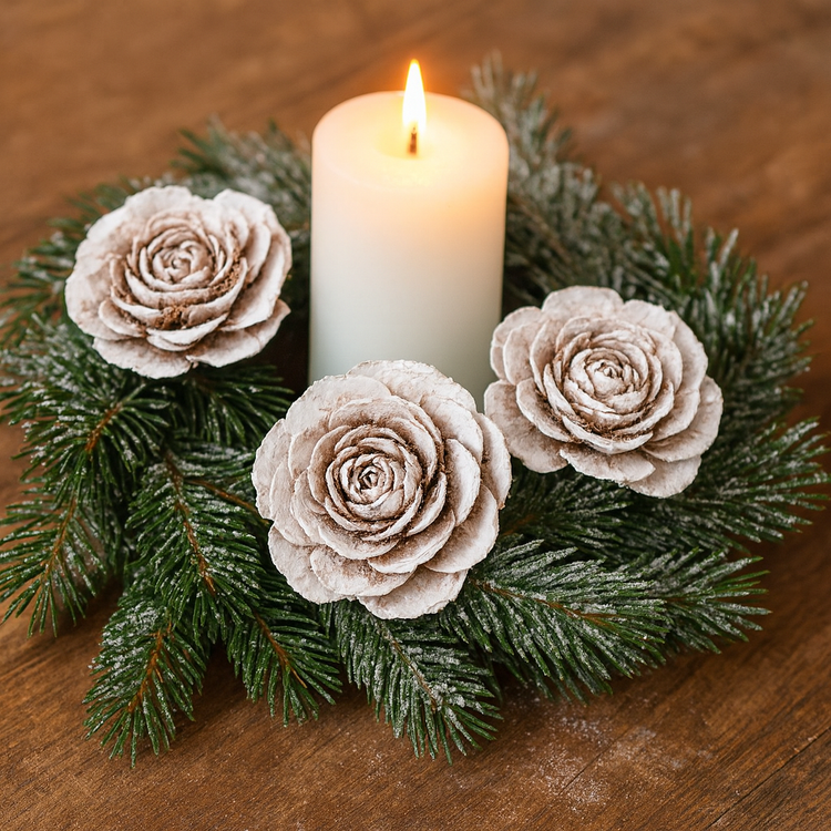 Cedar Wood Roses 6 pcs./pack bleached lacquered