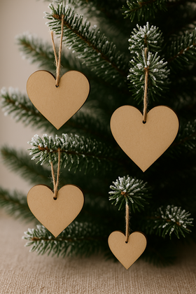 Wooden Christmas decorations Wooden hearts 10,8,6 cm-3 pcs / pack