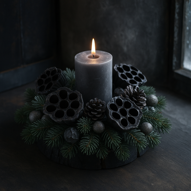 Lotus dyed diameter 6-8 cm 6 pcs/pkg black