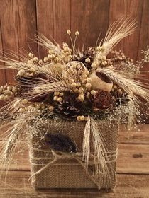 Strauß aus Graspflanzen, Getreide und Lein, ca. 40 cm