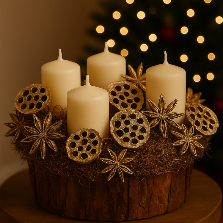 Dekorativer, goldener Anis, 12 Sterne