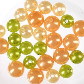Pearls, decorative beads 50g cream-peach-green