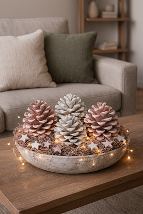 Large Pinus Pinea ca. 6-9 cm Burgundy lacquered 10 pcs / set