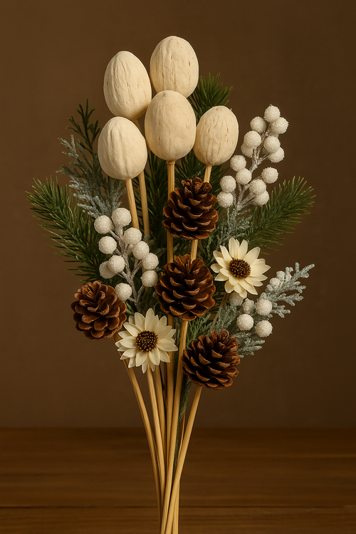 Exotische Früchte am Stäbchen, 6 Stücke - 30 cm, weiß