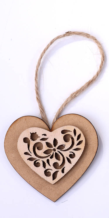 Dekoracja świąteczna – zawieszki drewniane serca 3 szt. | GrandDeco