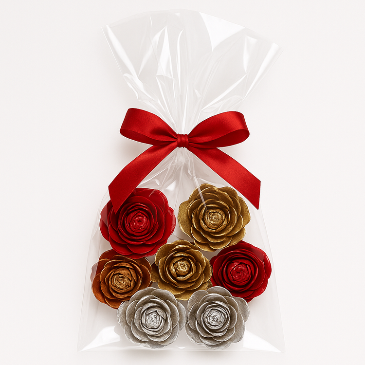 Cedar Wood Roses 6 pcs./pack heads gold,silver,claret