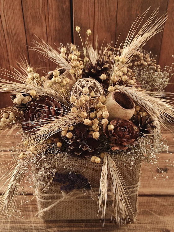 Bunch of grass, grains and linum, ca. 40 cm