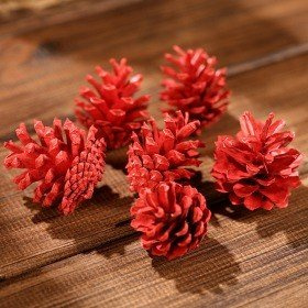 Mountain pine cone, 12 pcs/pkg red