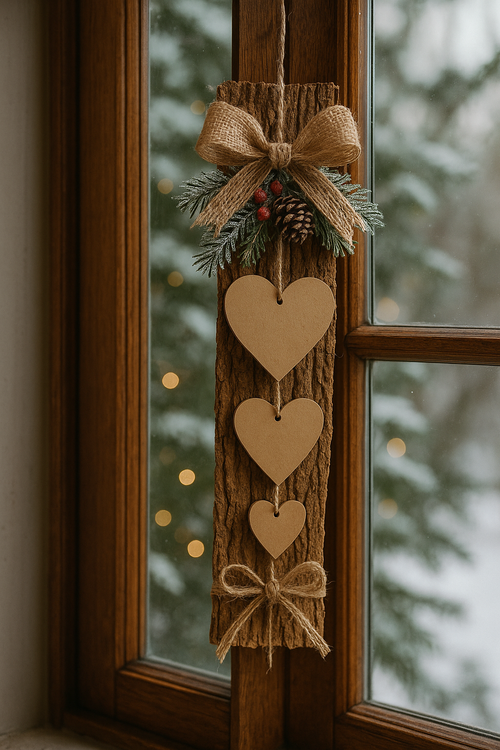 Weihnachtsdekoration aus Holz Holzherzen 10,8,6 cm-3 St./Pack