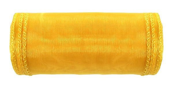 Ozdoba wielkanocna Organza wstążka obszywana, tiul na rolce obszywany 12cm /900 cm ŻÓŁTA